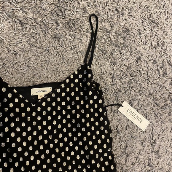 L’AGENCE NEW Jane Metallic Dot Chiffon Jacquard Spaghetti Cami Top Size XS - Picture 8 of 15